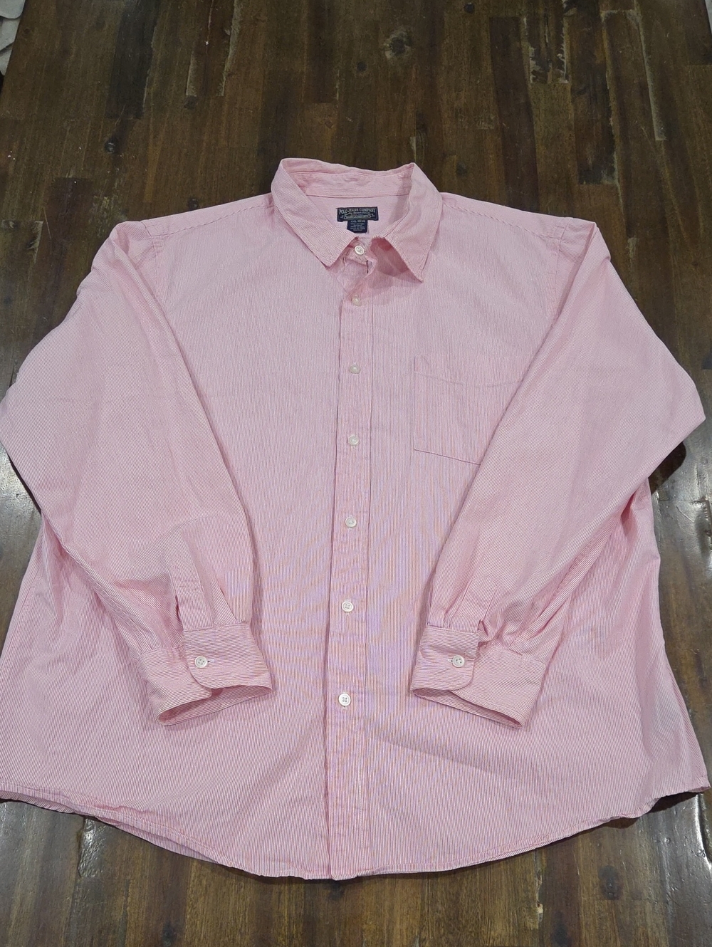 Vintage 90s Polo Jeans Co. Red & White Striped Long Sleeve Button Up Shirt